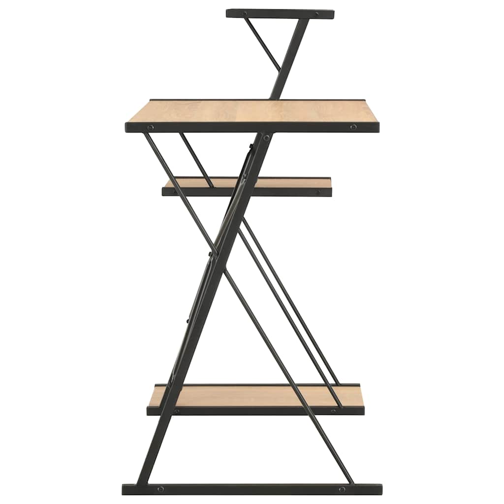20289 vidaXL Desk with Shelf Black and Oak 116x50x93 cm