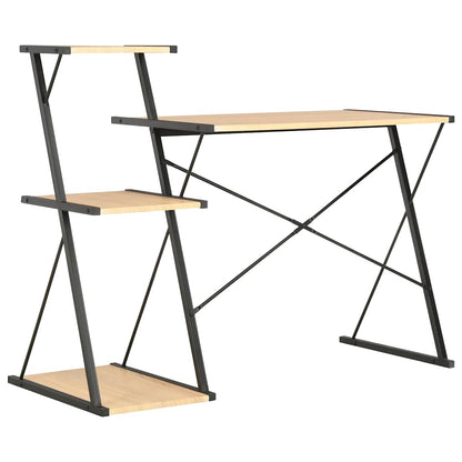 20289 vidaXL Desk with Shelf Black and Oak 116x50x93 cm