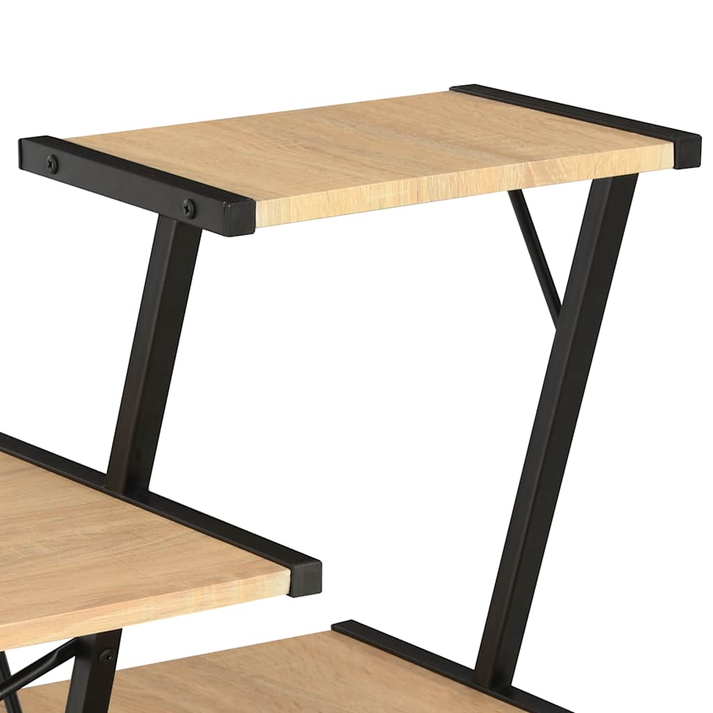 20289 vidaXL Desk with Shelf Black and Oak 116x50x93 cm