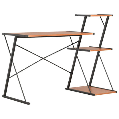 20290 vidaXL Desk with Shelf Black and Brown 116x50x93 cm