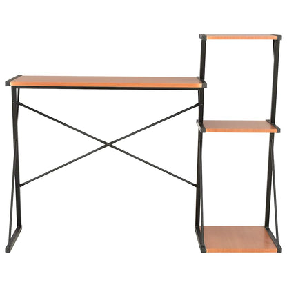20290 vidaXL Desk with Shelf Black and Brown 116x50x93 cm