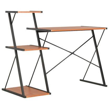 20290 vidaXL Desk with Shelf Black and Brown 116x50x93 cm