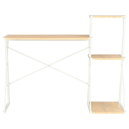20291 vidaXL Desk with Shelf White and Oak 116x50x93 cm