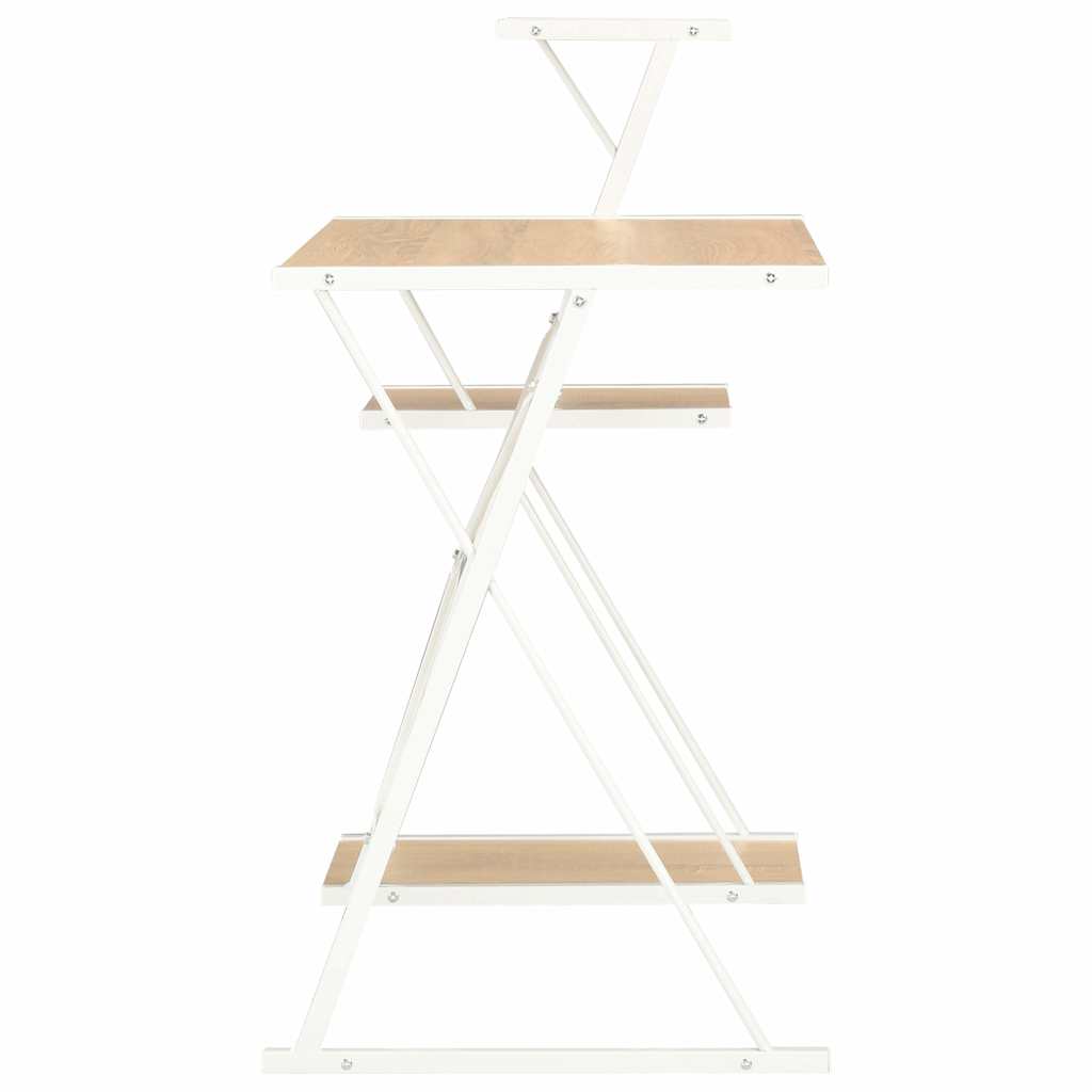 20291 vidaXL Desk with Shelf White and Oak 116x50x93 cm