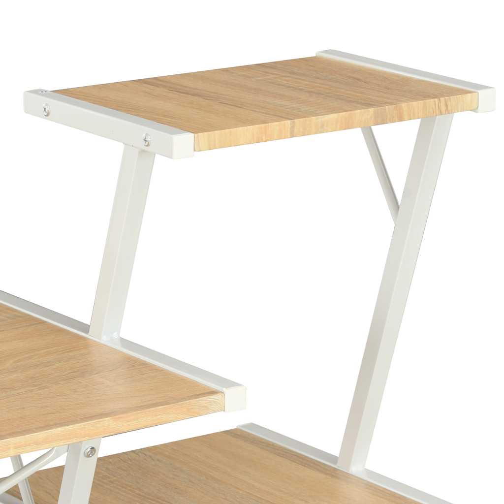 20291 vidaXL Desk with Shelf White and Oak 116x50x93 cm