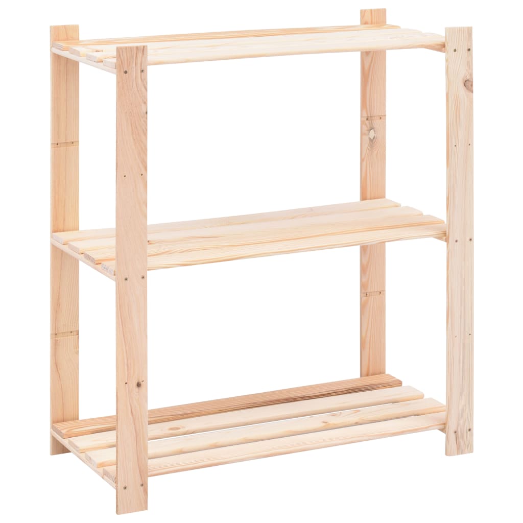 vidaXL 3-Tier Storage Rack 80x38x90 cm Solid Pinewood 150 kg - Brown