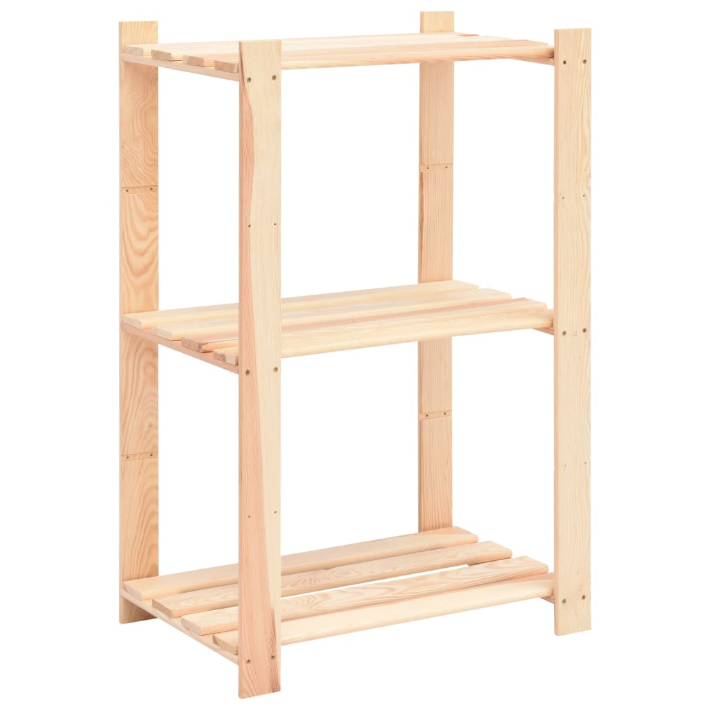 vidaXL 3-Tier Storage Rack 60x38x90 cm Solid Pinewood 150 kg - Brown