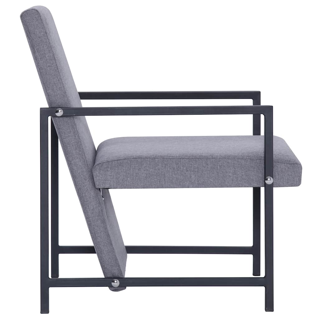 vidaXL Armchair with Chrome Feet Light Grey Fabric - 53 x 69 x 73 cm