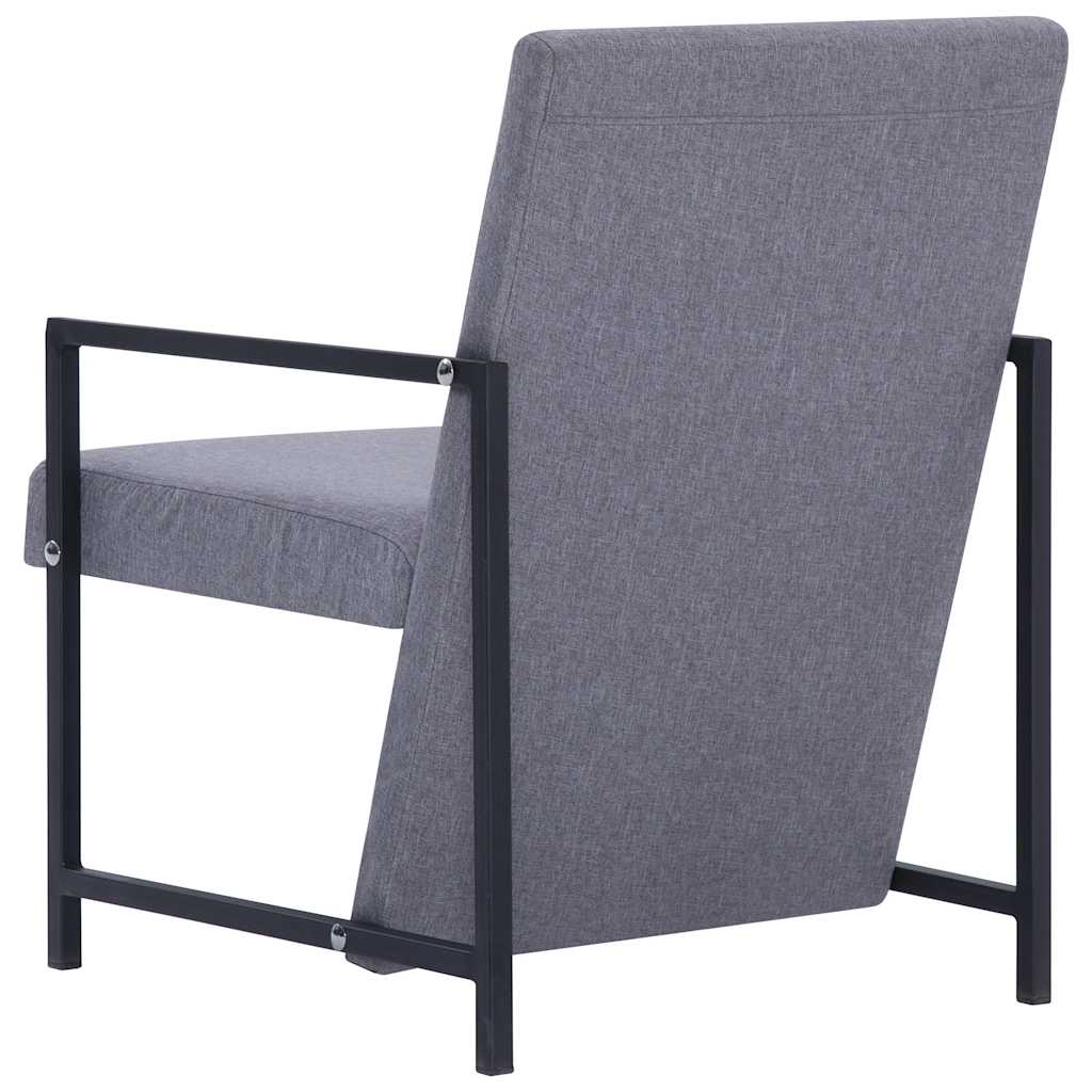 vidaXL Armchair with Chrome Feet Light Grey Fabric - 53 x 69 x 73 cm