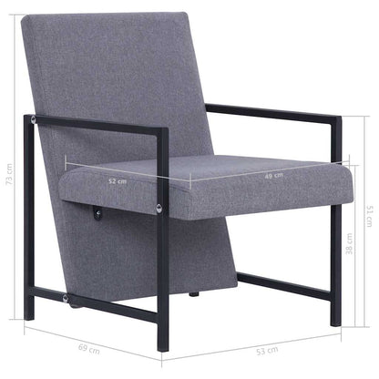 vidaXL Armchair with Chrome Feet Light Grey Fabric - 53 x 69 x 73 cm