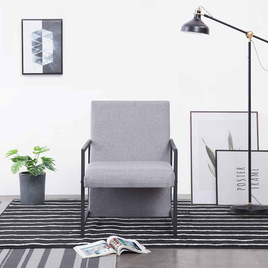 vidaXL Armchair with Chrome Feet Light Grey Fabric - 53 x 69 x 73 cm