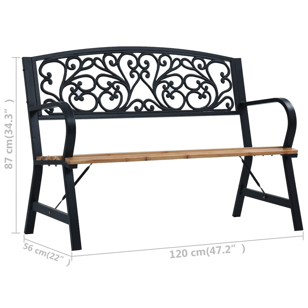 vidaXL Garden Bench 120 cm Wood - Black