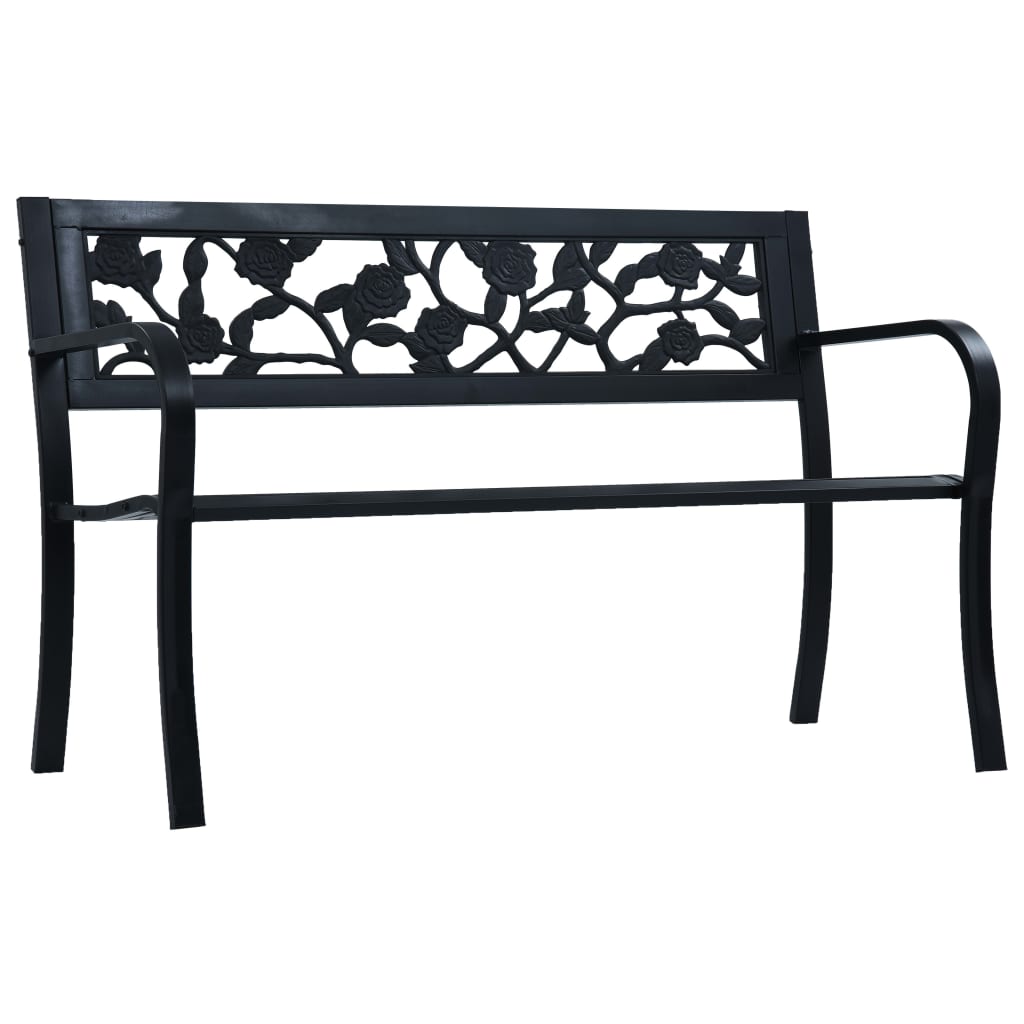 vidaXL Garden Bench 125 cm Black Steel - 31147
