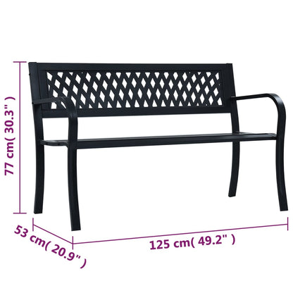 vidaXL Garden Bench 125 cm Black Steel - 31148