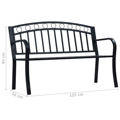 vidaXL Garden Bench 125 cm Black Steel - 31172