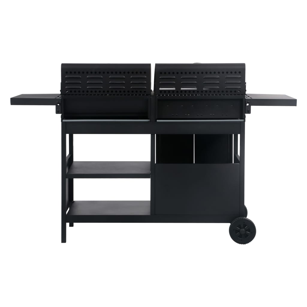 vidaXL Gas Charcoal Combo Grill with 3 Burners - Black
