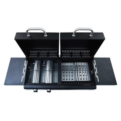 vidaXL Gas Charcoal Combo Grill with 3 Burners - Black