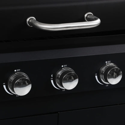 vidaXL Gas Charcoal Combo Grill with 3 Burners - Black