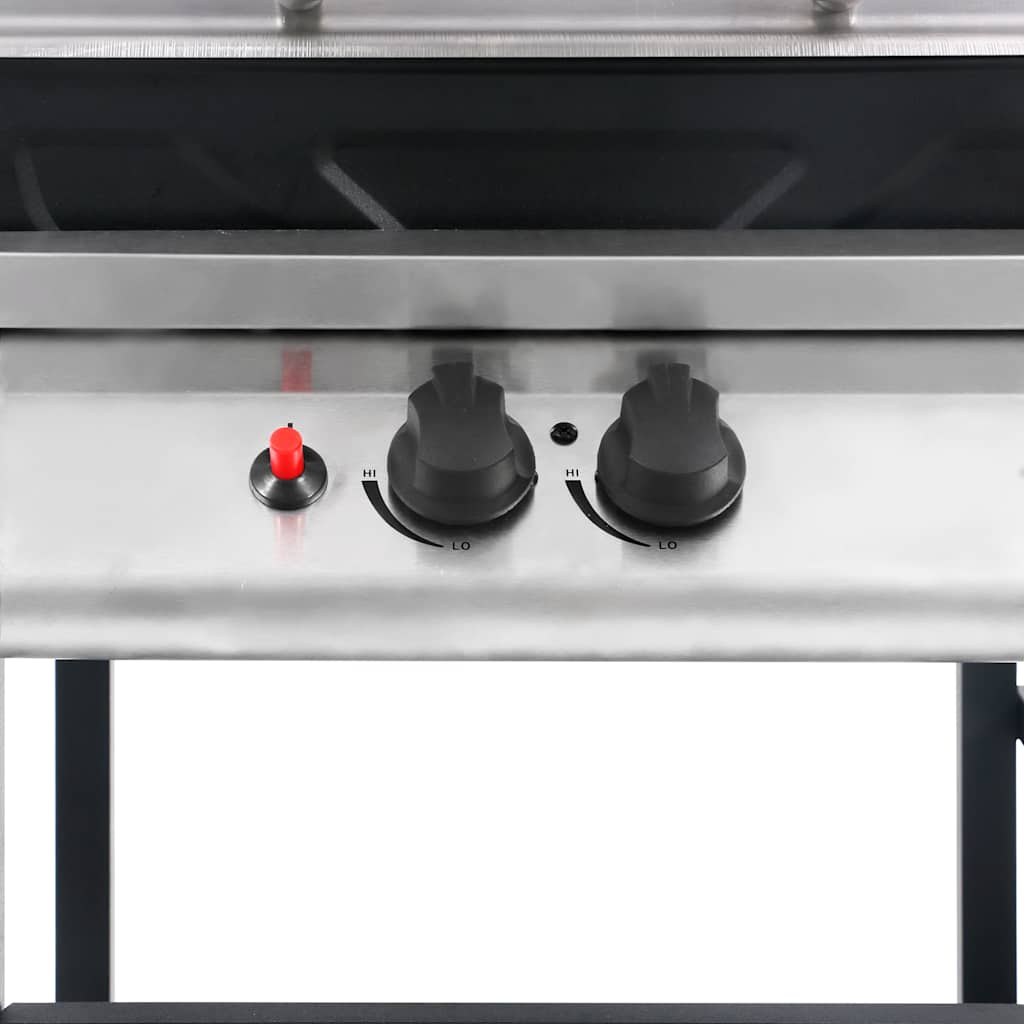 vidaXL Gas BBQ Grill with 3-layer Side Table Black and Silver