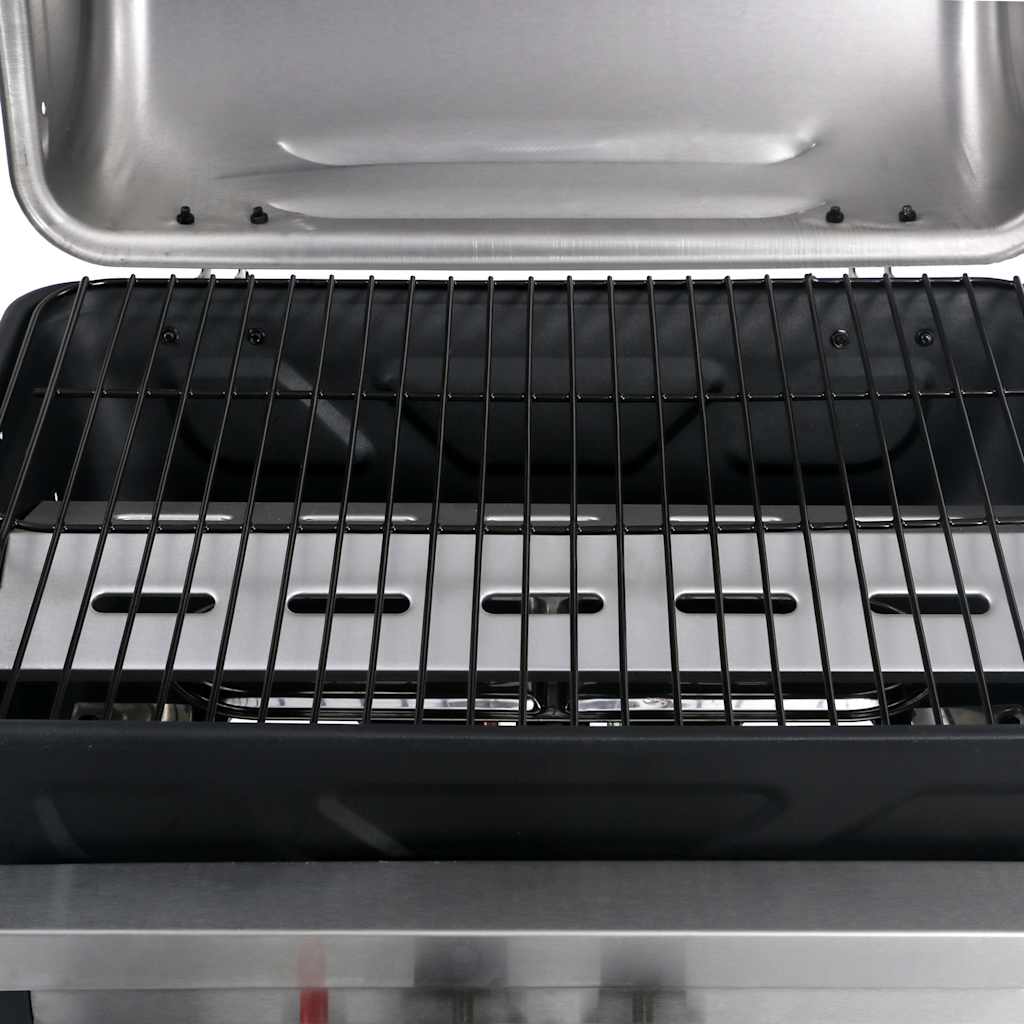 vidaXL Gas BBQ Grill with 3-layer Side Table Black and Silver