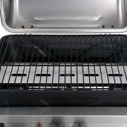 vidaXL Gas BBQ Grill with 3-layer Side Table Black and Silver
