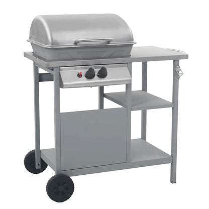 vidaXL Gas BBQ Grill with 3-layer Side Table Black and Silver - 12287