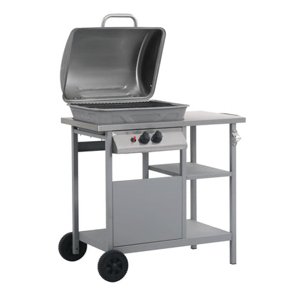 vidaXL Gas BBQ Grill with 3-layer Side Table Black and Silver - 12287