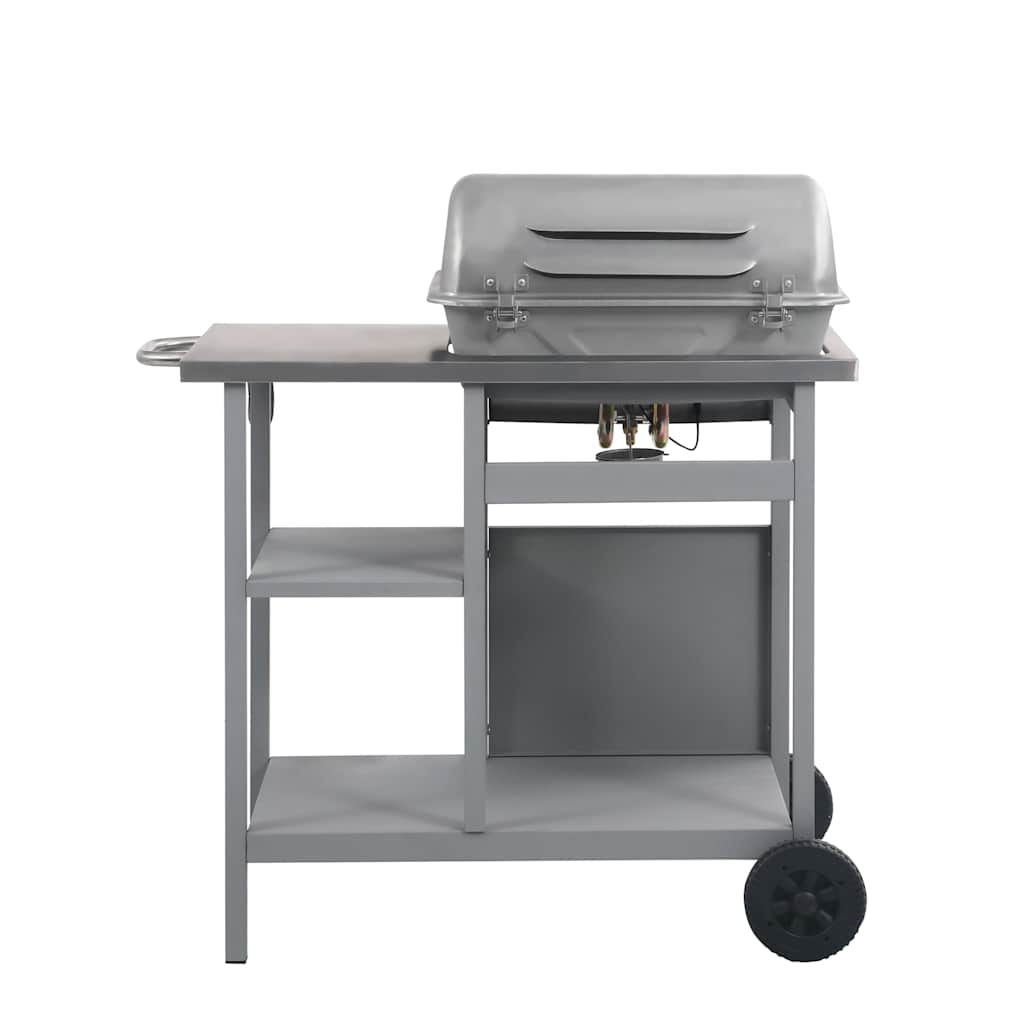 vidaXL Gas BBQ Grill with 3-layer Side Table Black and Silver - 12287