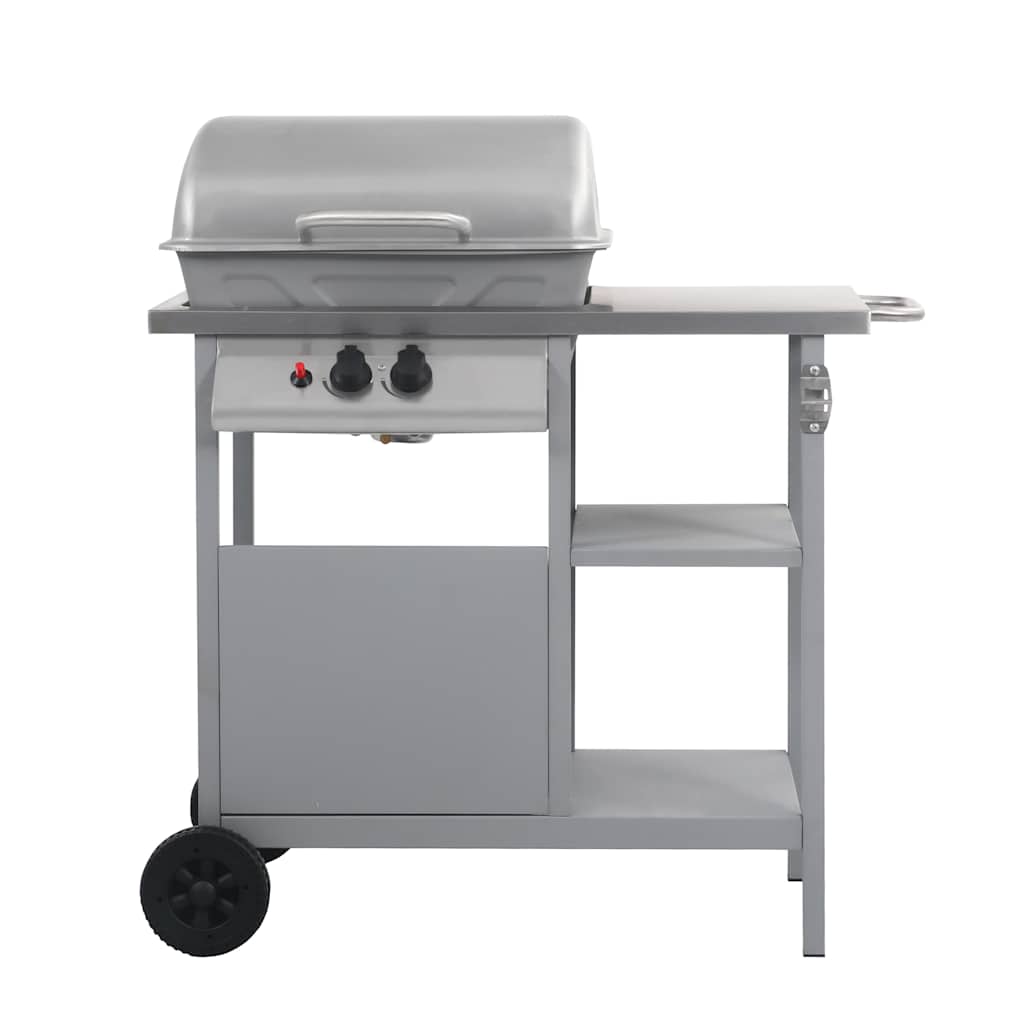 vidaXL Gas BBQ Grill with 3-layer Side Table Black and Silver - 12287