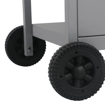 vidaXL Gas BBQ Grill with 3-layer Side Table Black and Silver - 12287