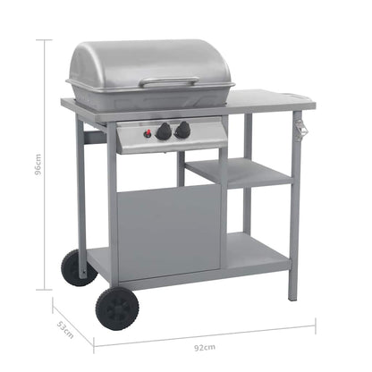 vidaXL Gas BBQ Grill with 3-layer Side Table Black and Silver - 12287