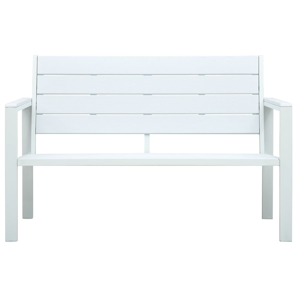 vidaXL Garden Bench 120 cm HDPE White Wood Look