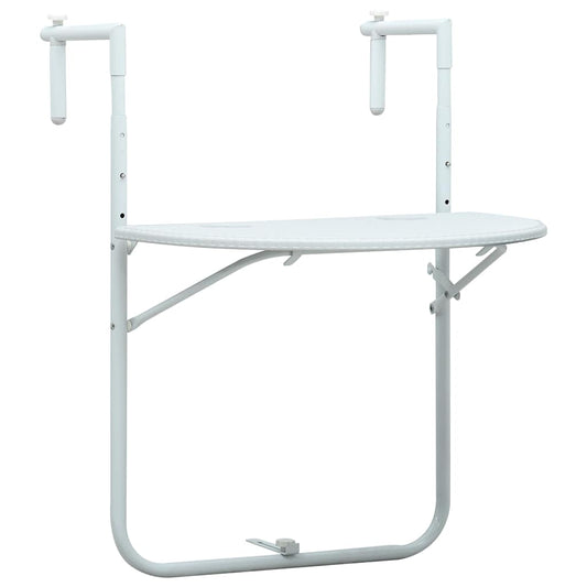 vidaXL Hanging Balcony Table White 60x64x83.5 cm Plastic Rattan Look