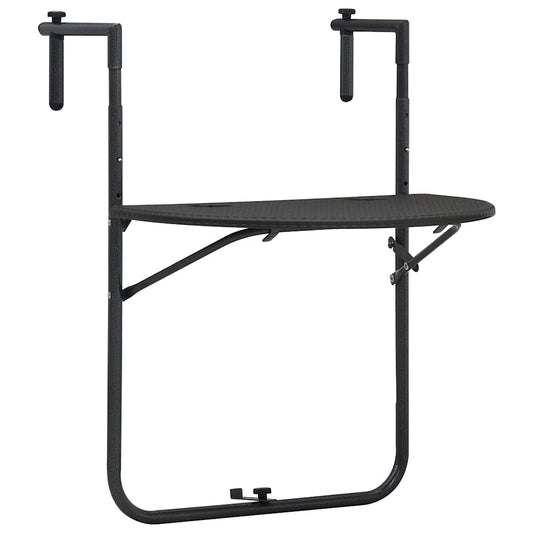 vidaXL Hanging Balcony Table Brown 60x64x83.5 cm Plastic Rattan Look