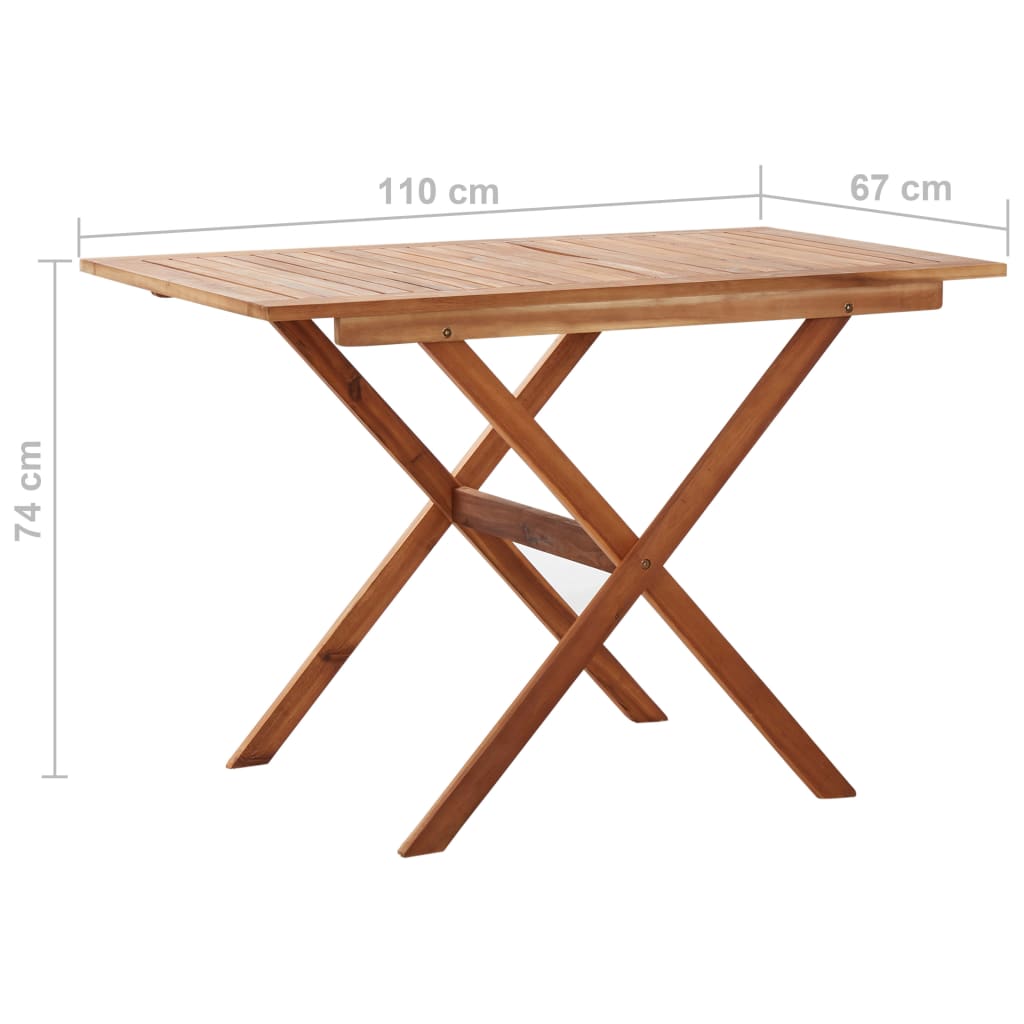 vidaXL Garden Table 110x67x74 cm Solid Acacia Wood - Brown