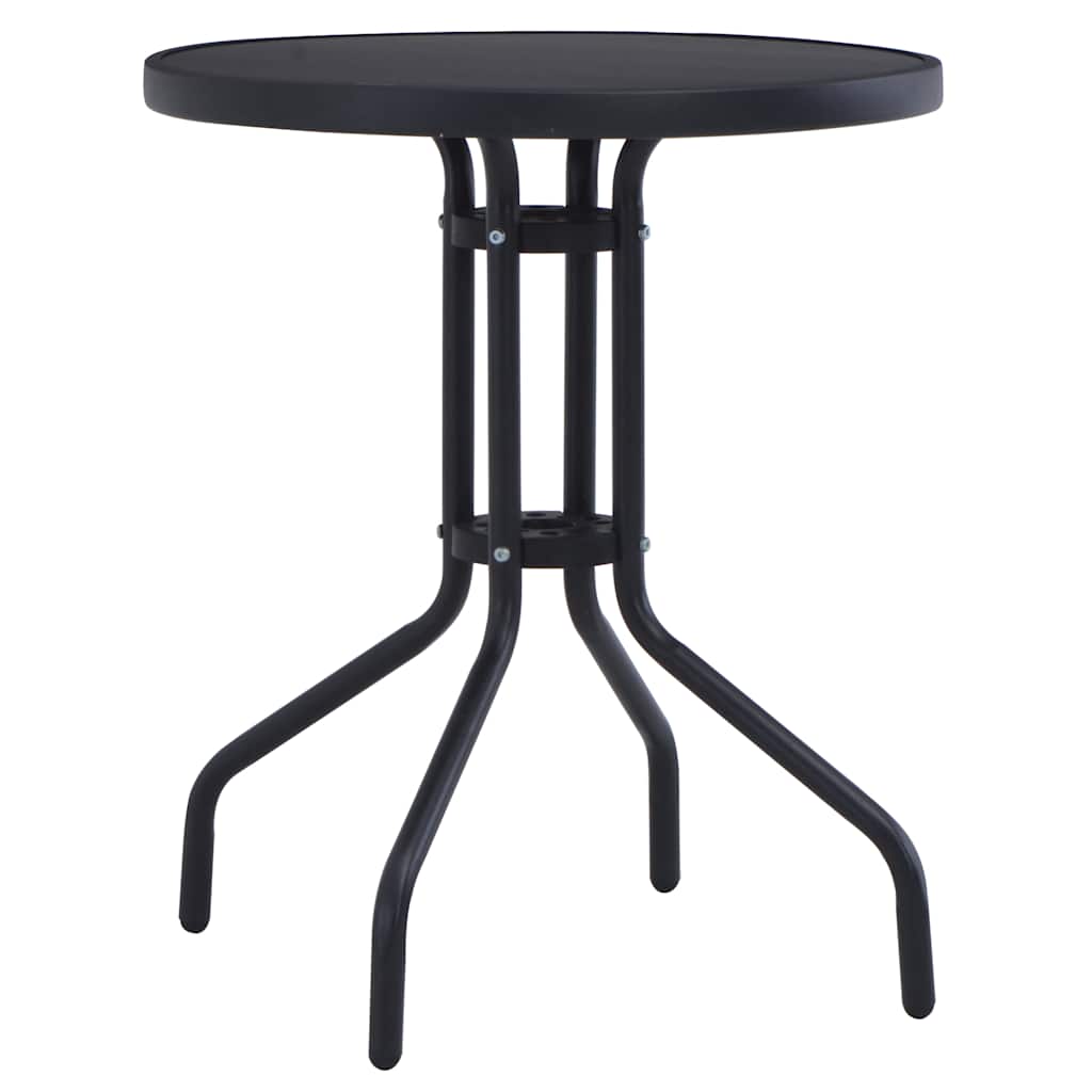 vidaXL Garden Table Black 80 cm Steel and Glass - 80 x 72 cm