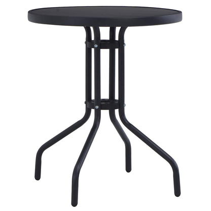 vidaXL Garden Table Black 80 cm Steel and Glass - 80 x 72 cm
