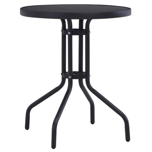 vidaXL Garden Table Black 80 cm Steel and Glass - 80 x 72 cm