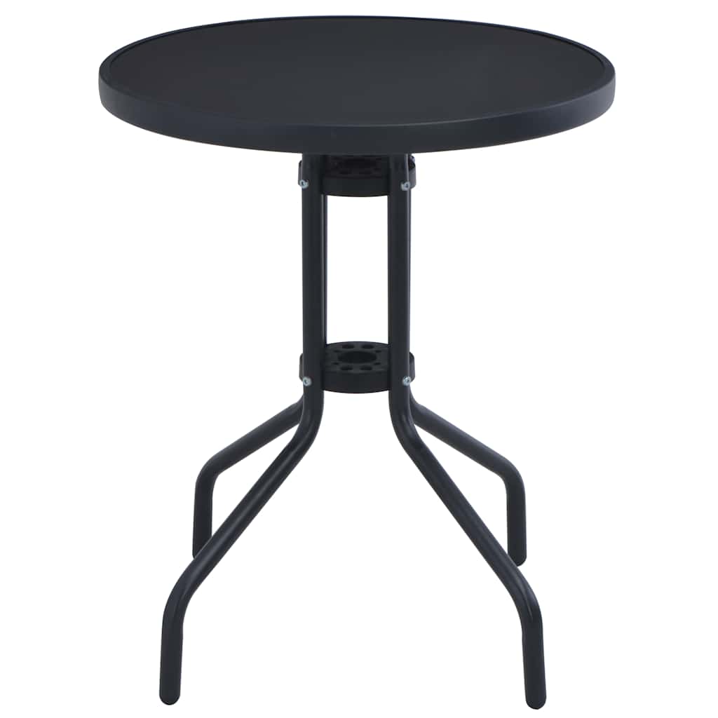 vidaXL Garden Table Black 80 cm Steel and Glass - 80 x 72 cm