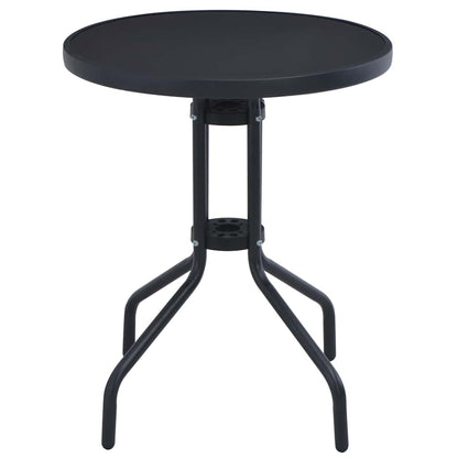 vidaXL Garden Table Black 80 cm Steel and Glass - 80 x 72 cm