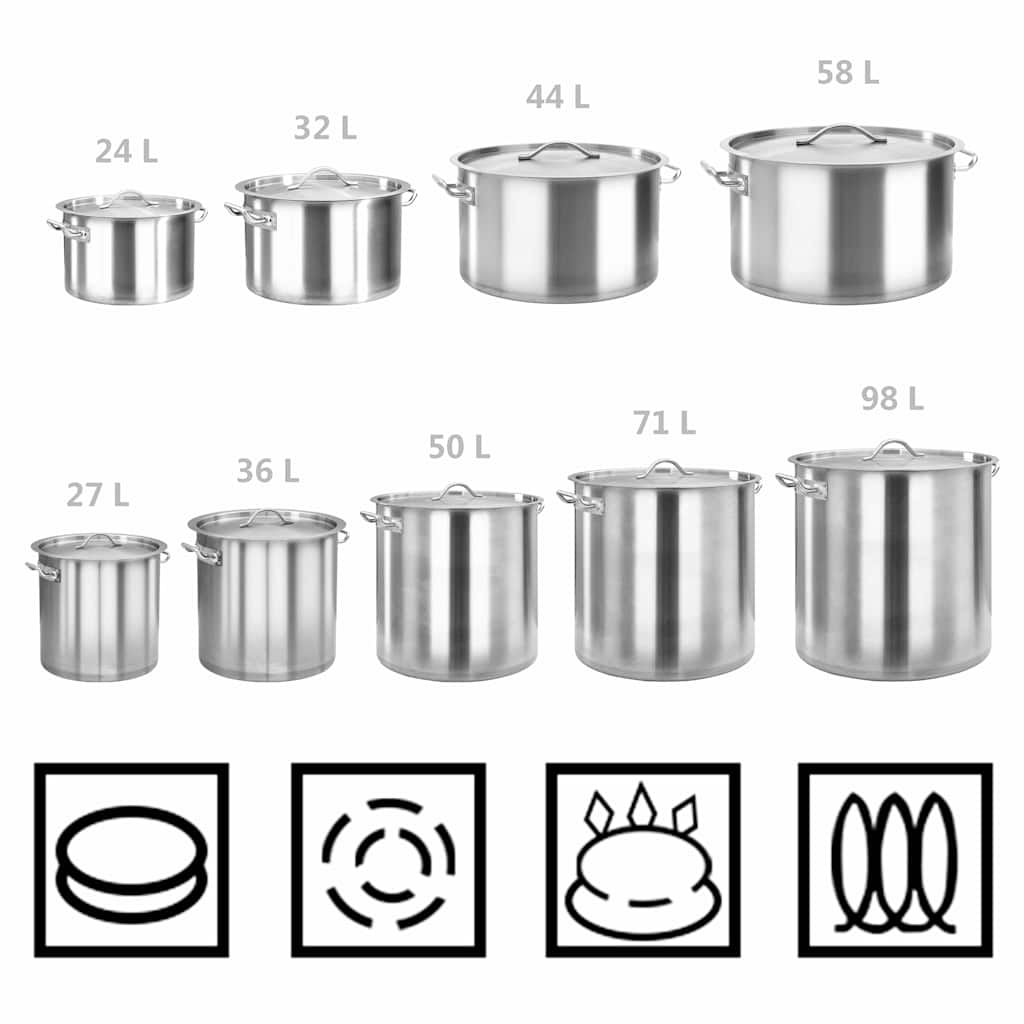 vidaXL Stock Pot 50 L 40x40 cm Stainless Steel - Silver - 40 cm