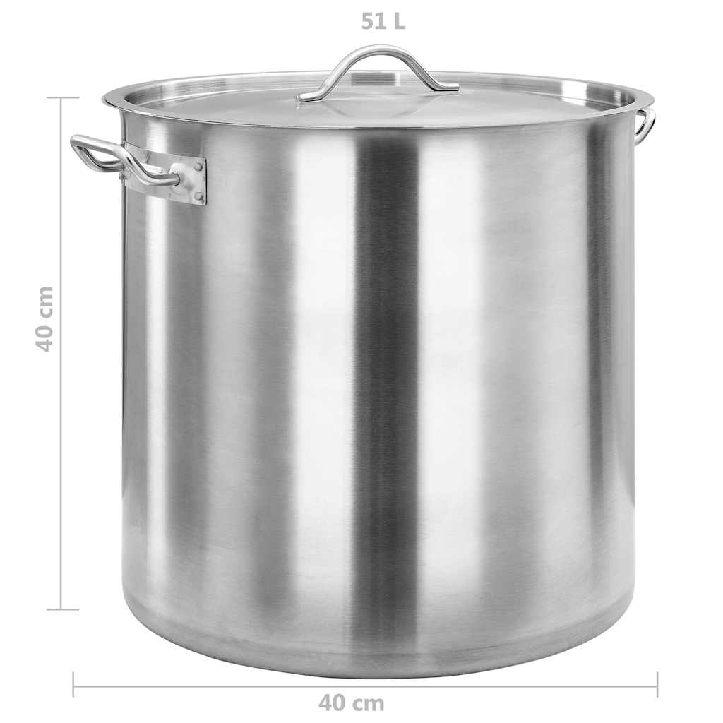 vidaXL Stock Pot 50 L 40x40 cm Stainless Steel - Silver - 40 cm