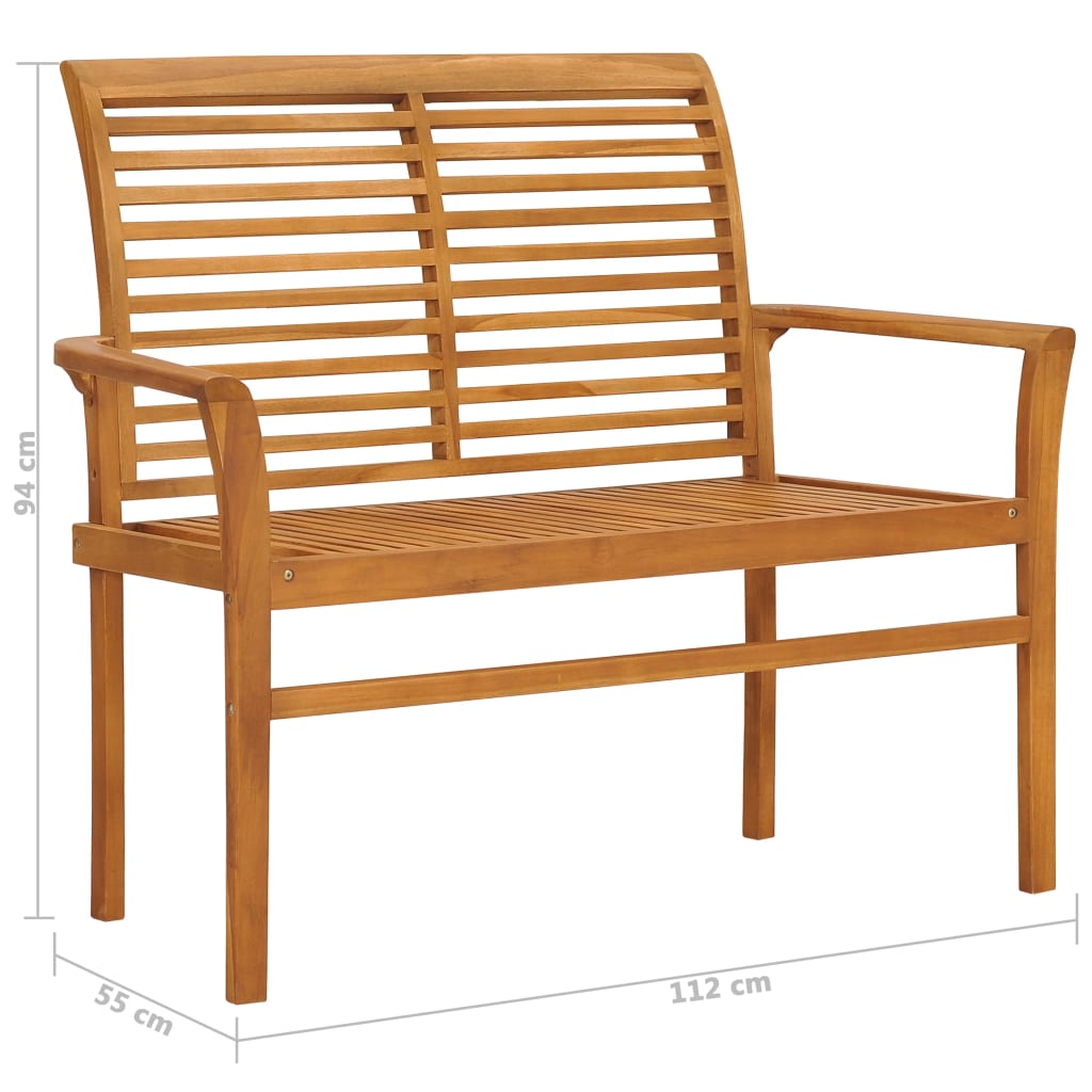 vidaXL Garden Bench 112 cm Solid Teak Wood - Brown