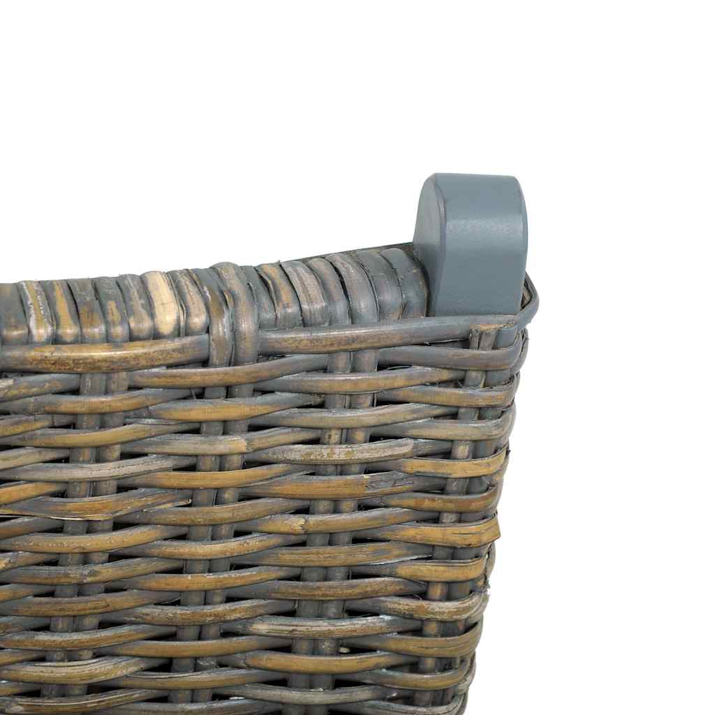 285801 vidaXL Relaxing Chair Grey Natural Kubu Rattan and Solid Mahogany Wood - 60 x 77 x 70 cm