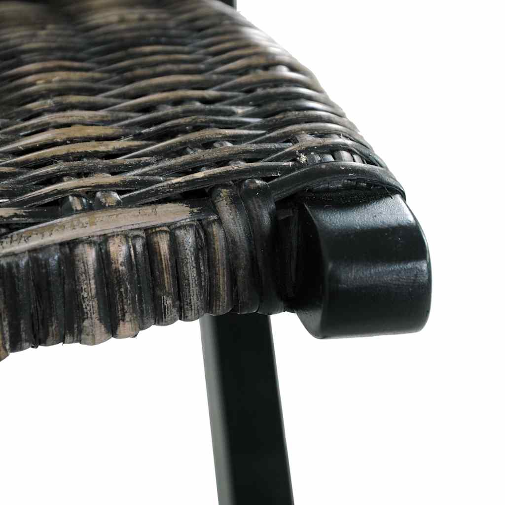 285802 vidaXL Relaxing Chair Black Natural Kubu Rattan and Solid Mahogany Wood - 60 x 77 x 70 cm