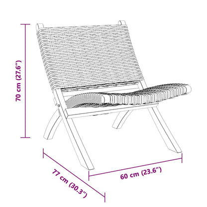 285802 vidaXL Relaxing Chair Black Natural Kubu Rattan and Solid Mahogany Wood - 60 x 77 x 70 cm