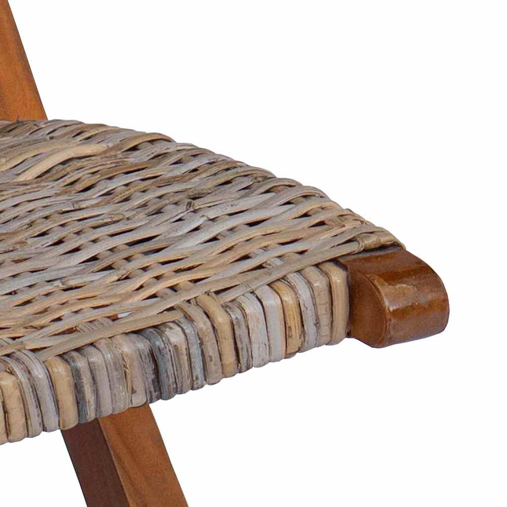 285803 vidaXL Relaxing Chair Natural Kubu Rattan and Solid Mahogany Wood - Brown - 60 x 77 x 70 cm