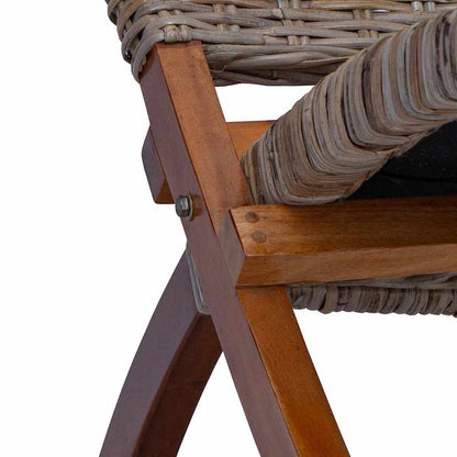 285803 vidaXL Relaxing Chair Natural Kubu Rattan and Solid Mahogany Wood - Brown - 60 x 77 x 70 cm