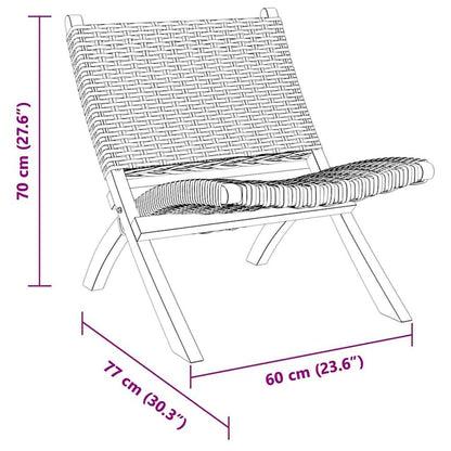 285803 vidaXL Relaxing Chair Natural Kubu Rattan and Solid Mahogany Wood - Brown - 60 x 77 x 70 cm