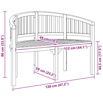vidaXL Banana Bench 120 cm Solid Teak Wood - Brown